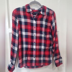 Tommy Hilfiger Red and Blue Casual Button Down Shirt